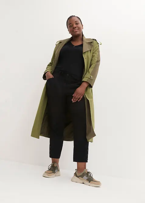 Pantalon en lin avec d&eacute;tails poche et boutons &agrave; la base, bonprix