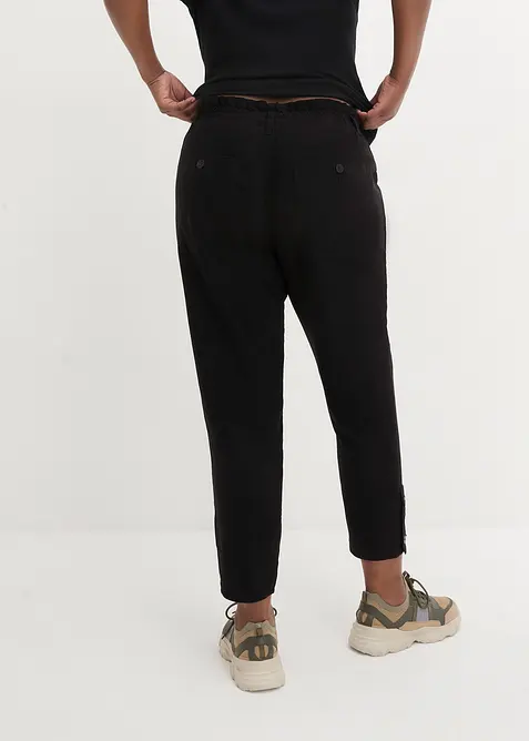 Pantalon en lin avec d&eacute;tails poche et boutons &agrave; la base, bonprix