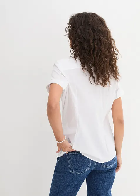 Stretch-Kurzarmbluse aus Baumwollmix, bonprix