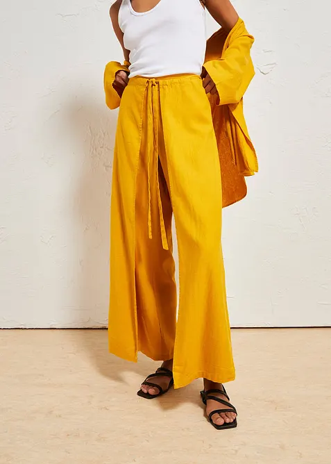 Pantalon palazzo en lin mélangé, bonprix