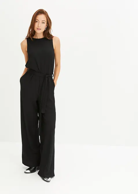 Jersey-Jumpsuit aus strukturiertem Cr&ecirc;pe, bonprix