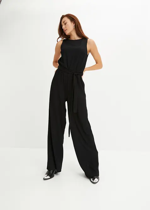 Jersey-Jumpsuit aus strukturiertem Cr&ecirc;pe, bonprix