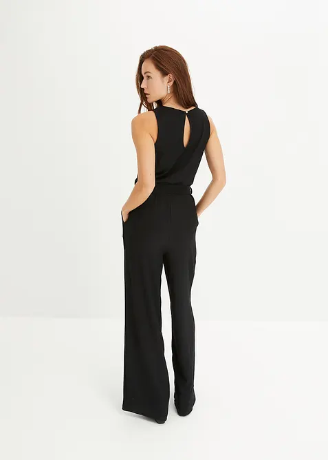 Jersey-Jumpsuit aus strukturiertem Cr&ecirc;pe, bonprix