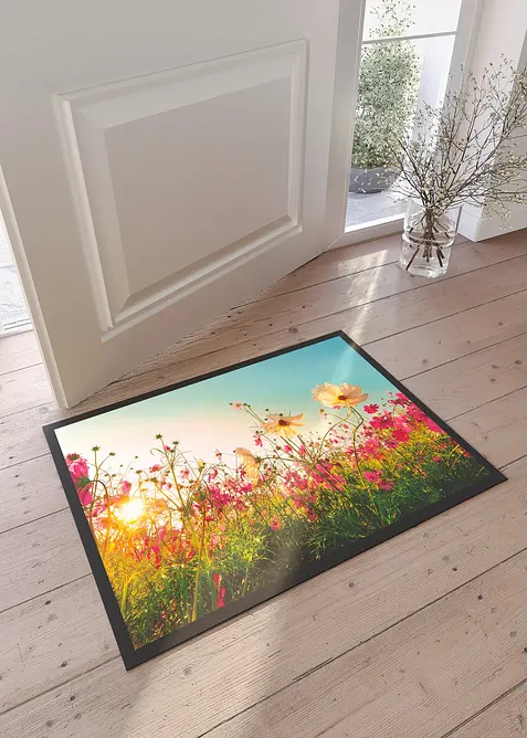 Paillasson lavable &agrave; motif pr&eacute; fleuri, bonprix