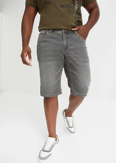 Bermuda en sweat effet jean, coupe ventre confort, regular, bonprix