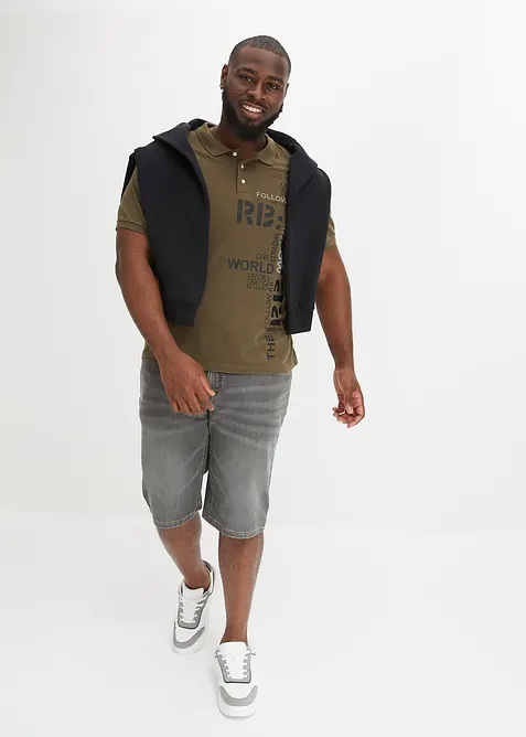 Bermuda en sweat effet jean, coupe ventre confort, regular, bonprix