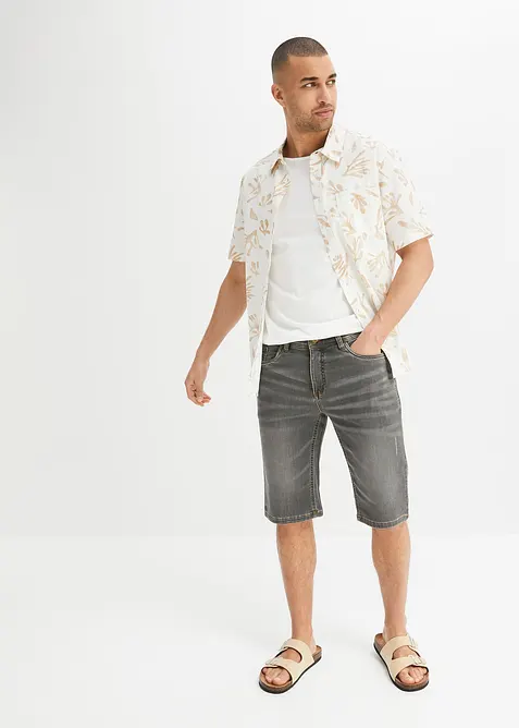 Bermuda en sweat effet jean, coupe ventre confort, regular, bonprix