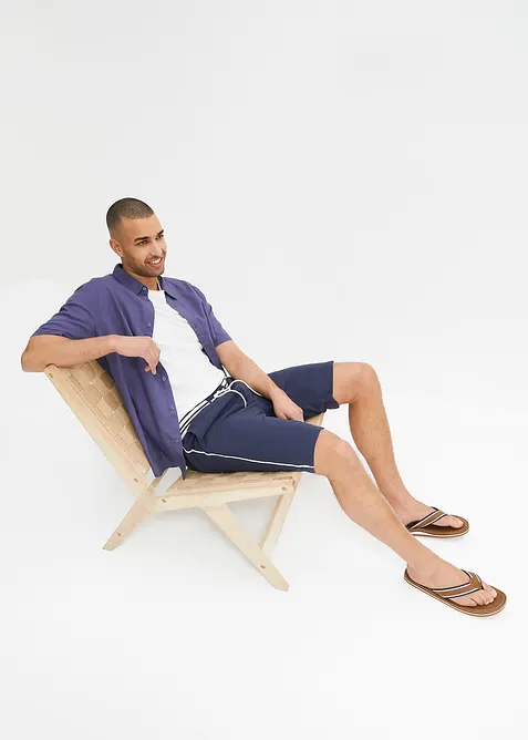 Chemise manches courtes en lin mélangé léger, bonprix