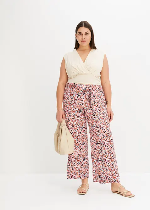 Pantalon 100% viscose, taille élastiquée, bonprix