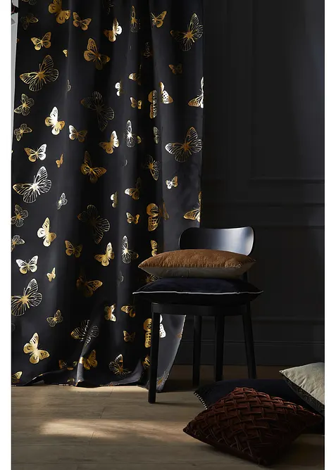 Abdunkelnder Vorhang mit glänzenden Schmetterlingen (1er Pack), bonprix