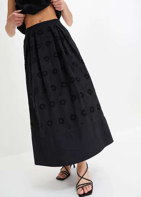 Maxirock aus Bio-Baumwolle mit Lochstickerei, bonprix