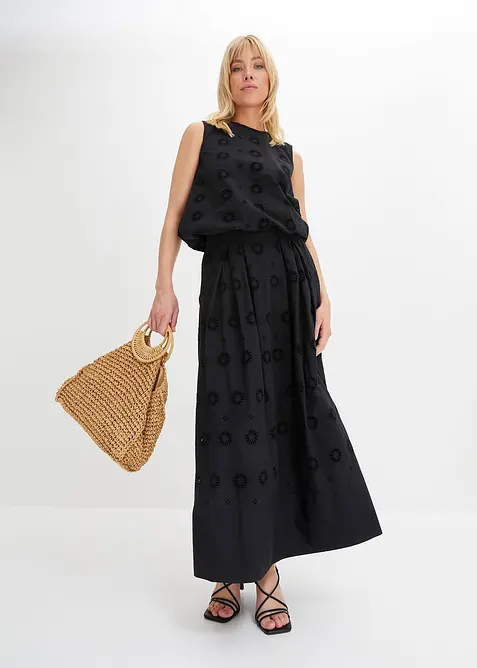 Maxirock aus Bio-Baumwolle mit Lochstickerei, bonprix