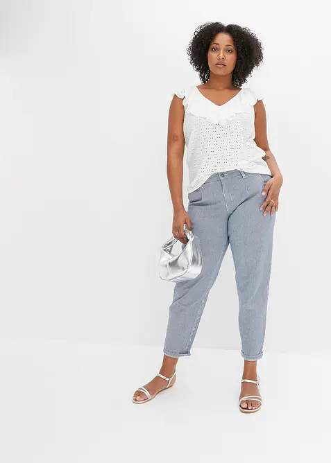 Jean barrel, taille mi-haute, rayé, bonprix