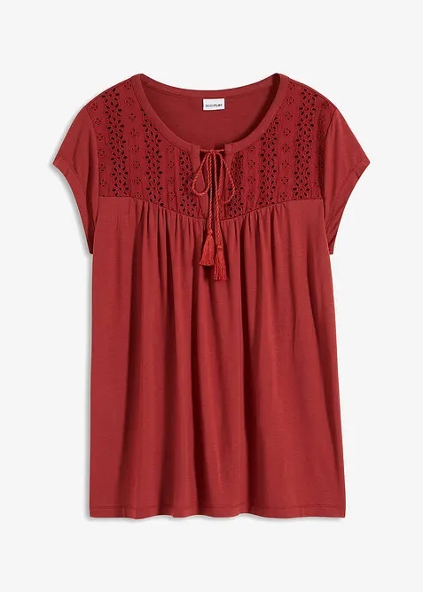 T-shirt à broderie ajourée, bonprix