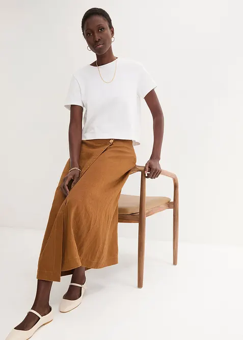 Jupe portefeuille 100&nbsp;% lin, bonprix