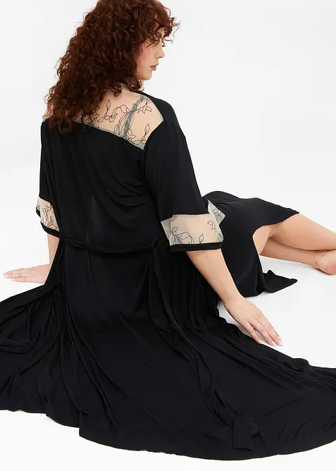 Langer Viskose Kimono mit Stickerei, bonprix