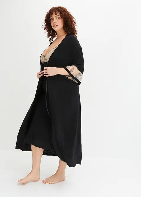 Langer Viskose Kimono mit Stickerei, bonprix
