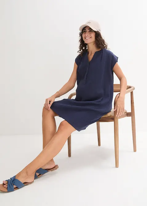 2-in-1 Umstands- und Stillkleid aus Baumwollmusselin, bonprix