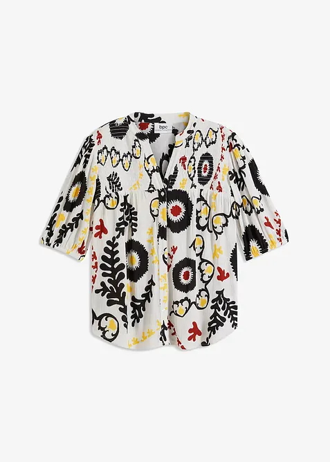 Chemisier manches courtes à détail smocké en viscose fluide, bonprix