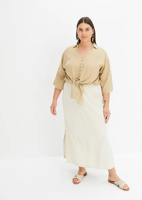 Chemisier en lin m&eacute;lang&eacute;, bonprix