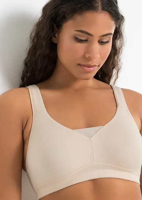 Lot de 2 soutiens-gorge coton moul&eacute;s sans armatures, bonprix