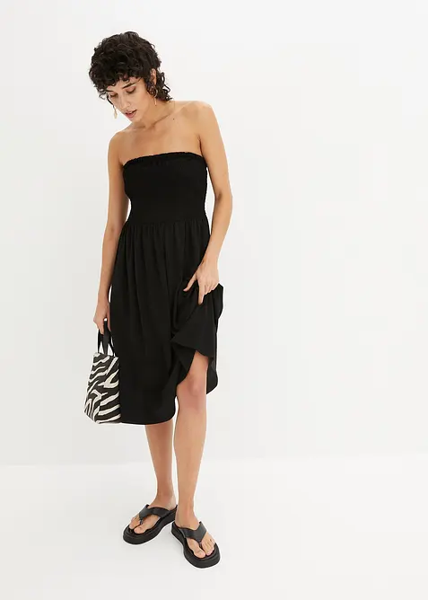 Gesmoktes Trägerkleid aus leichtem Crêpe, bonprix