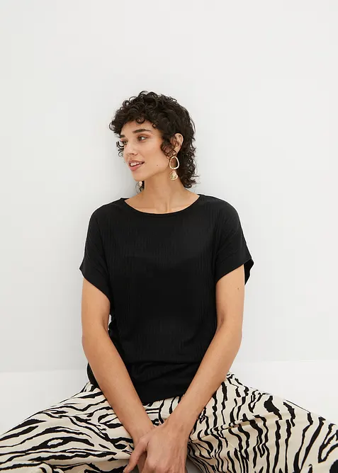 Rippshirt mit Fledermausärmeln, bonprix