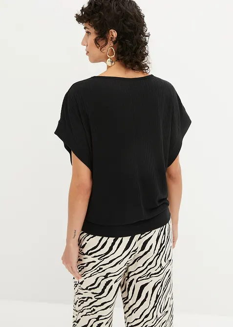 Rippshirt mit Fledermausärmeln, bonprix