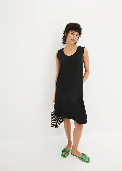 Robe trapèze courte en jersey, sans manches, bonprix