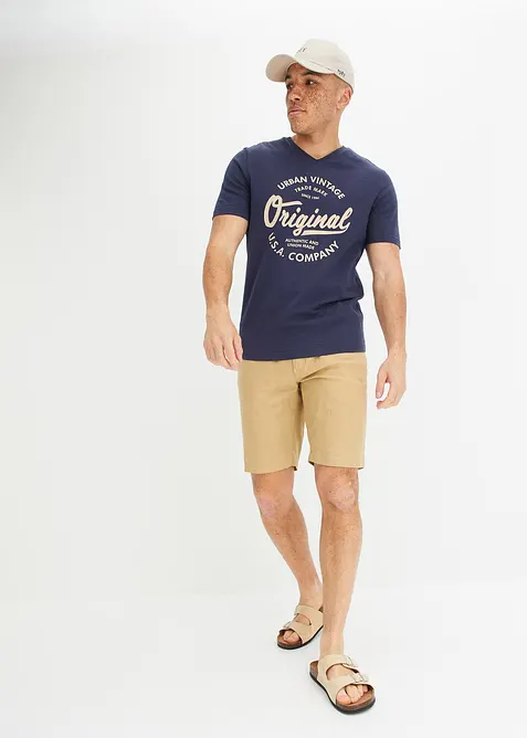 T-shirt col V, 100% coton, bonprix