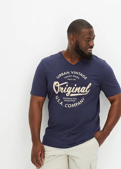 T-shirt col V, 100% coton, bonprix