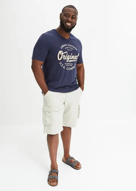 T-shirt col V, 100% coton, bonprix