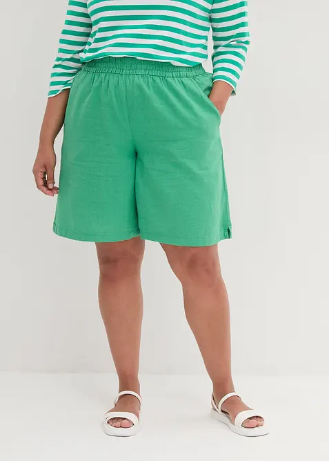 Short en lin mélangé avec taille élastiquée, bonprix