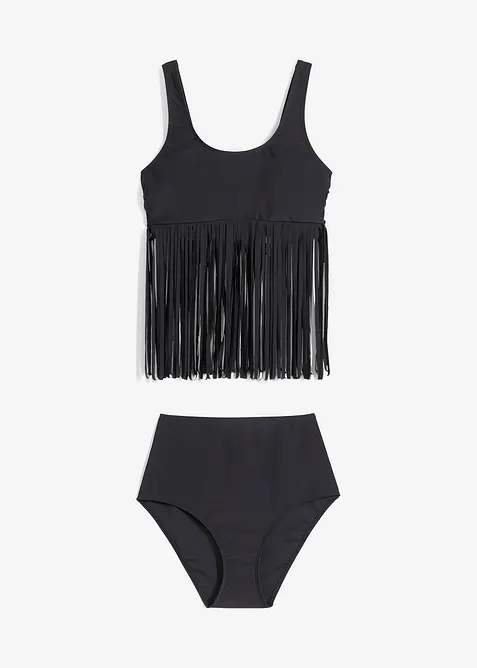 Tankini (ens. 2 pces) à franges, bonprix