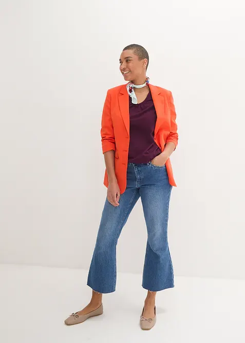 Langarmshirt mit Gummizug aus reiner Baumwolle, bonprix