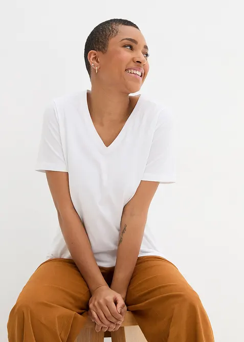 Longshirt mit V-Ausschnitt (2er Pack), bonprix