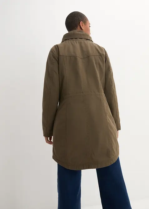 Parka courte en coton &agrave; col montant, cintr&eacute;e, bonprix