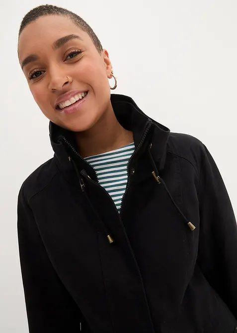 Parka courte en coton &agrave; col montant, cintr&eacute;e, bonprix