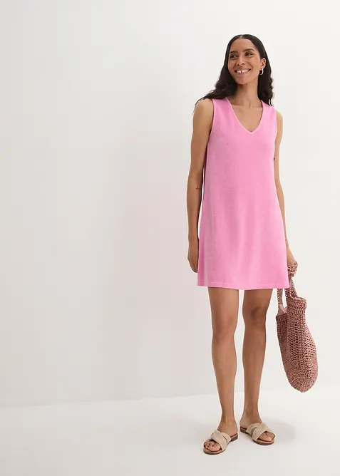 Robe trap&egrave;ze en tissu &eacute;ponge, bonprix