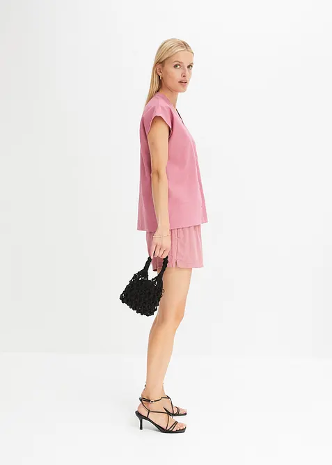 Kurzarmbluse aus luftigem Leinen-Mix, bonprix