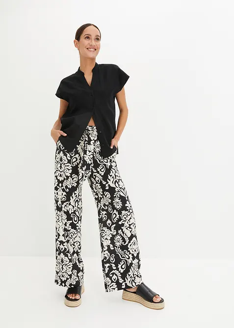 Kurzarmbluse aus luftigem Leinen-Mix, bonprix