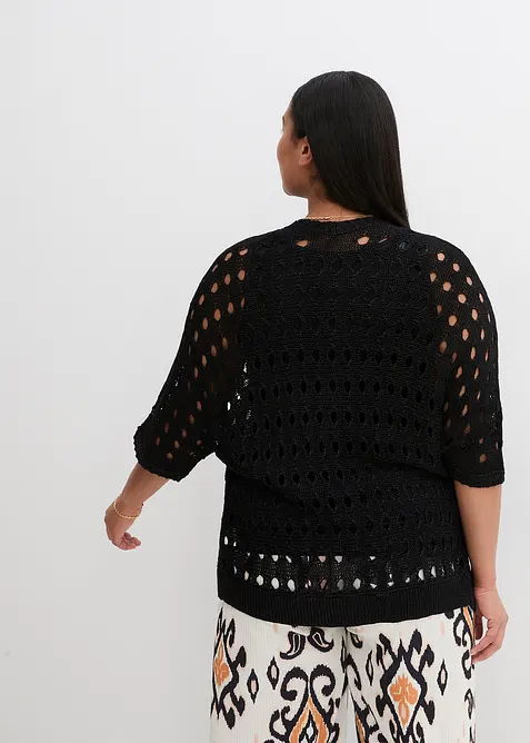 Ajour-Strickjacke mit Glitzergarn, bonprix