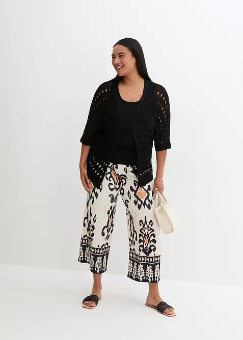 Ajour-Strickjacke mit Glitzergarn, bonprix