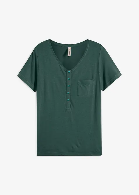 T-shirt &agrave; encolure boutonn&eacute;e, bonprix