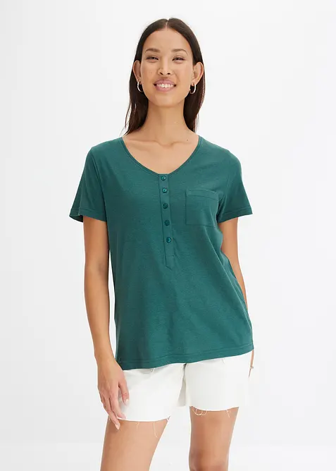 T-shirt &agrave; encolure boutonn&eacute;e, bonprix