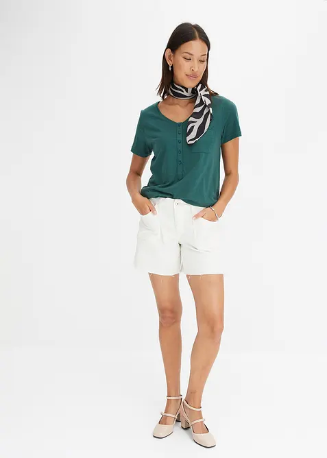 T-shirt &agrave; encolure boutonn&eacute;e, bonprix