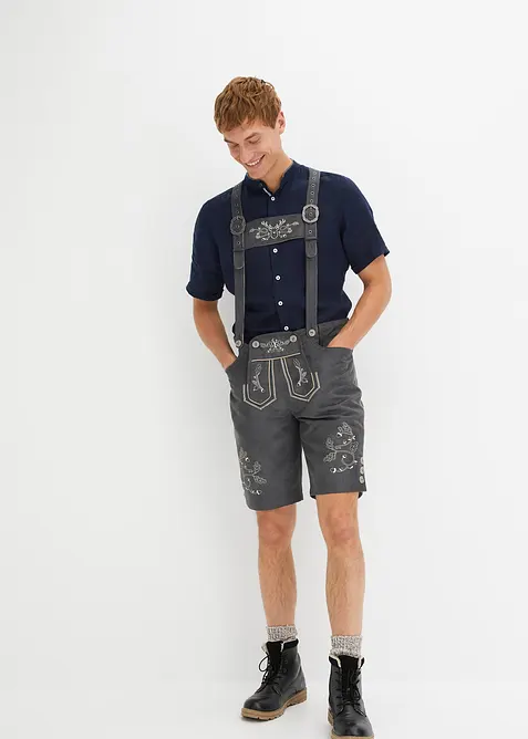 Regular Fit Trachten-Hose aus Lederimitat, bonprix