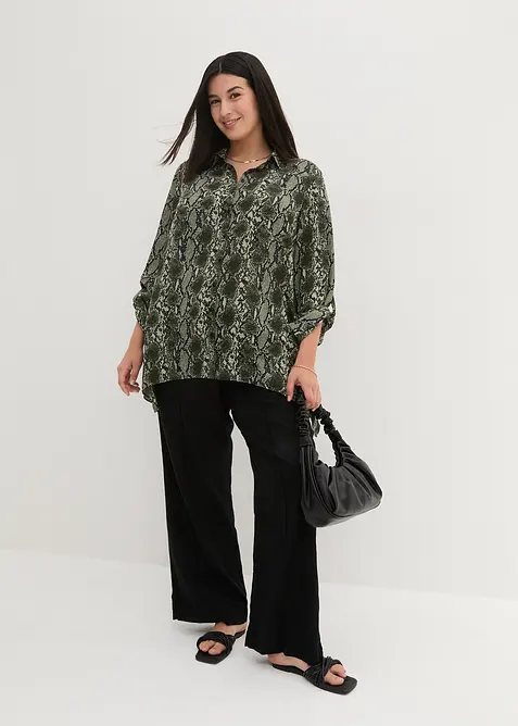 Pantalon palazzo l&eacute;ger en lin et viscose, bonprix