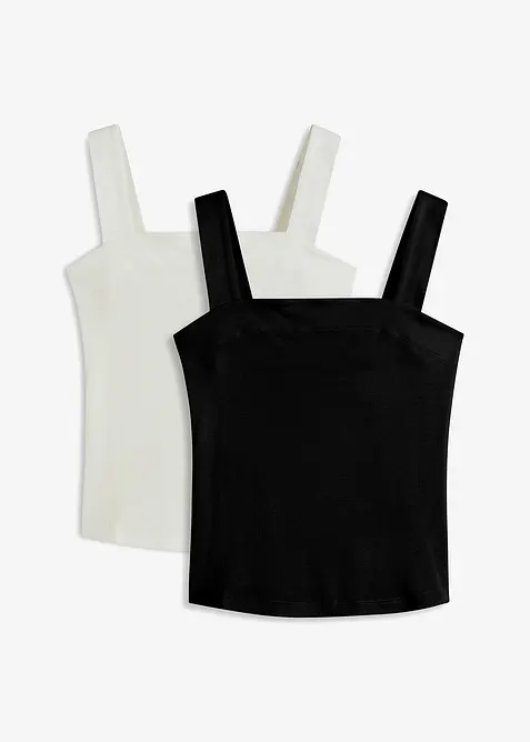 Lot de 2 tops en coton côtelé, bonprix