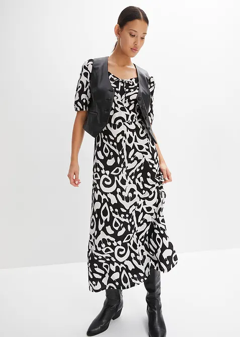 Kleid aus Jersey-Crêpe mit langem Schlitz, bonprix